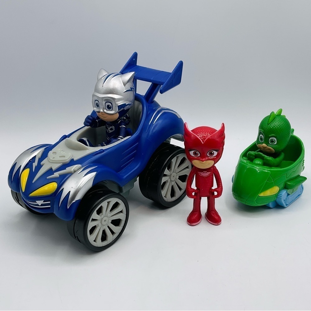 PJ Masks Lot Power Racers Vehicle Jointed Catboy Gecko Owl Car Blue Action Fig